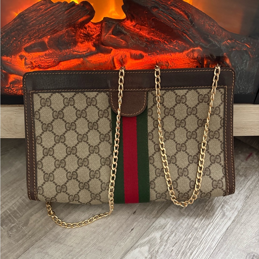 AUTHENTIC GUCCI Crossbody bag purse vintage gg tote clutch gg vintage handbag - Picture 2 of 13
